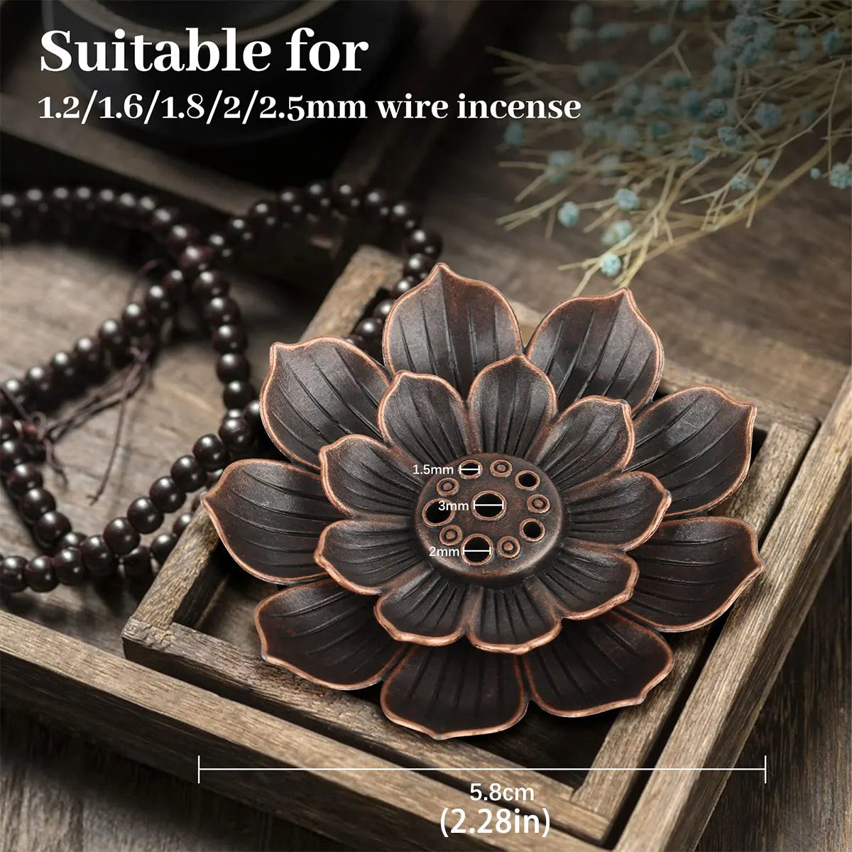 Fragrance Seat Ash Collector, Censer Holder, Lotus,Brass, Stick