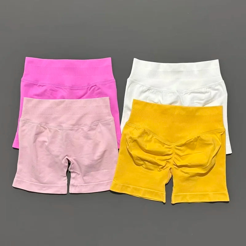 HISTELLO Sports Shorts 4.5" Women Yoga Shorts Seamless Low Waist