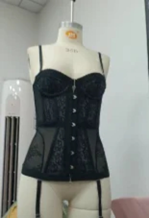 Sexy Slim Fit Corset Lace Hollow Out Sleeveless Strapless Top Lace Up