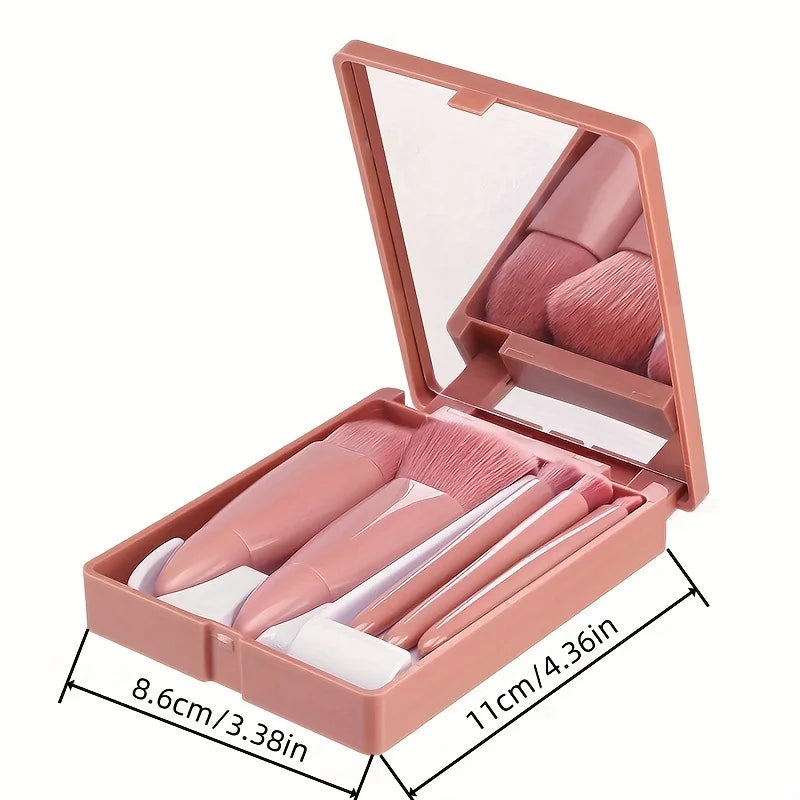 5Pcs Travel Makeup Brush Setwith Storage Box - Soft Bristle Eye