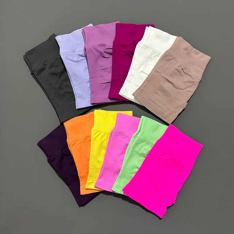 HISTELLO Sports Shorts 4.5" Women Yoga Shorts Seamless Low Waist