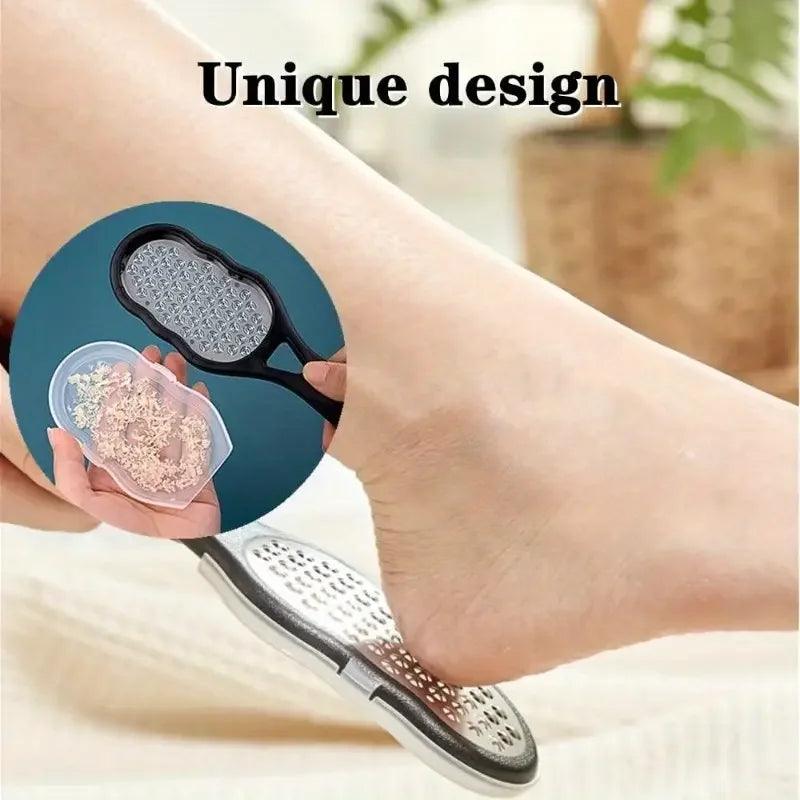 1pc professional stainless steel foot file, with splash-proof design,