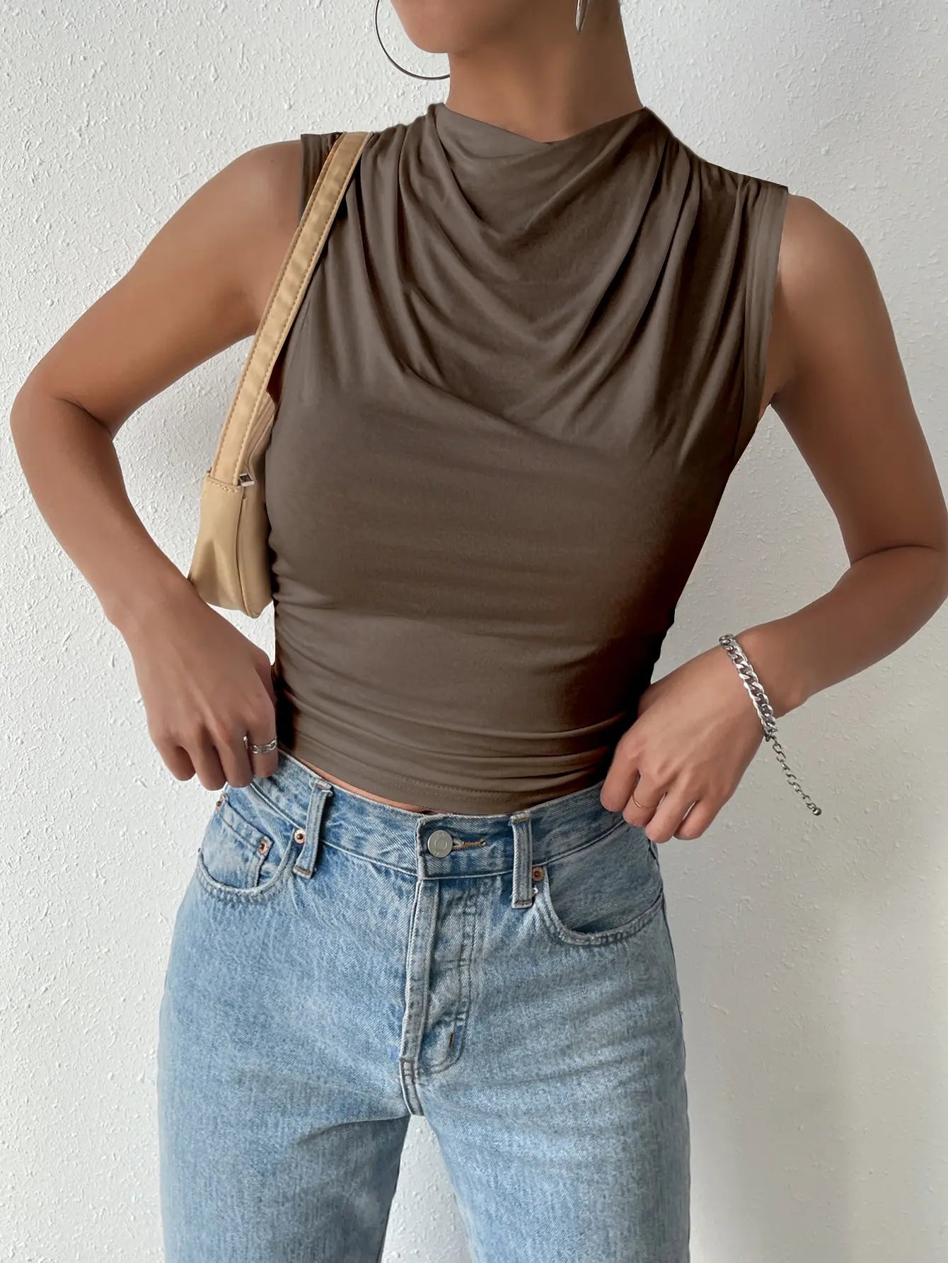 Women's Casual Pleated Design Top Summer Fashion Street Style Solid