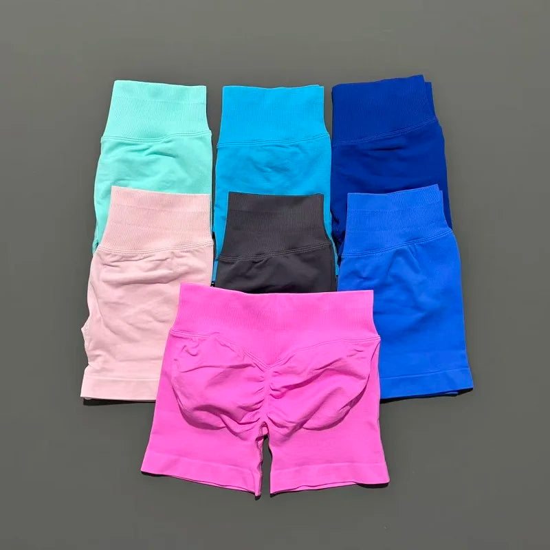 HISTELLO Sports Shorts 4.5" Women Yoga Shorts Seamless Low Waist