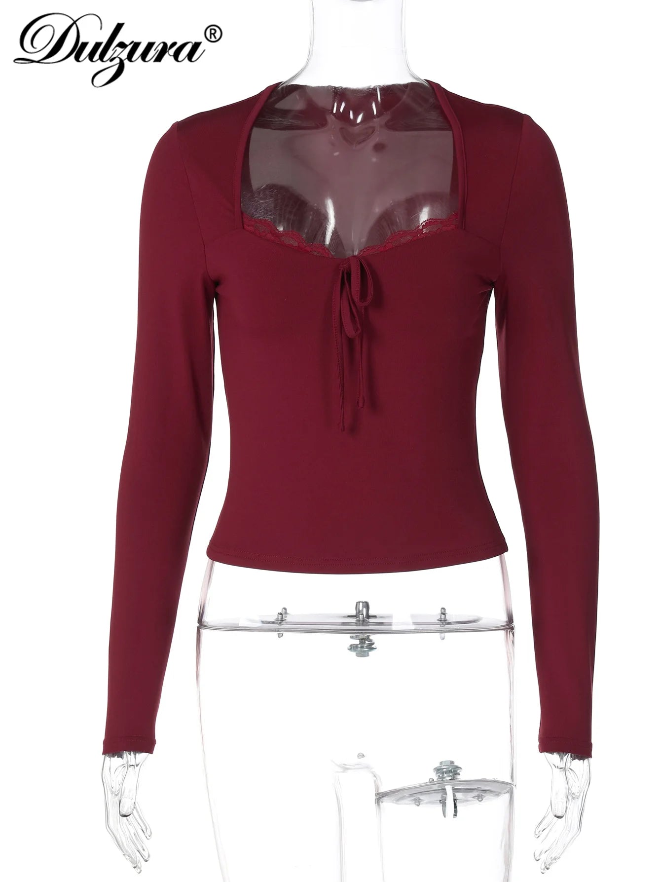Dulzura 2025 Autumn Latest Fashion Sexy Square Collar Long Sleeve Slim