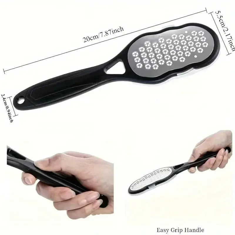 1pc professional stainless steel foot file, with splash-proof design,