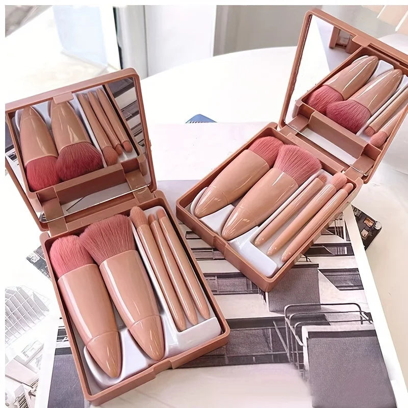 5Pcs Travel Makeup Brush Setwith Storage Box - Soft Bristle Eye