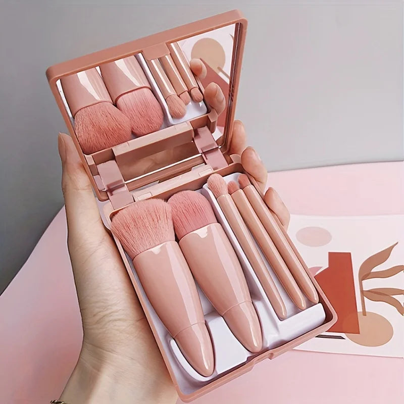5Pcs Travel Makeup Brush Setwith Storage Box - Soft Bristle Eye