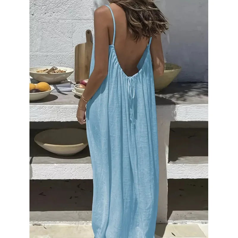 New Arrival Women's Strapless Backless Long Loose Home Dress
