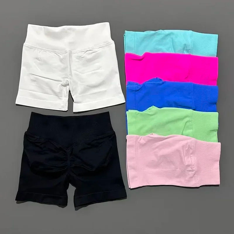 HISTELLO Sports Shorts 4.5" Women Yoga Shorts Seamless Low Waist