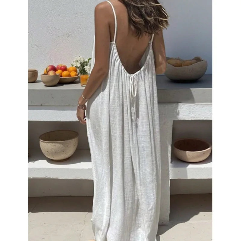 New Arrival Women's Strapless Backless Long Loose Home Dress