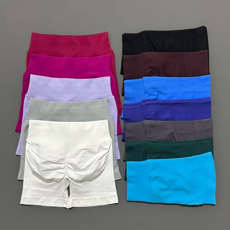 HISTELLO Sports Shorts 4.5" Women Yoga Shorts Seamless Low Waist